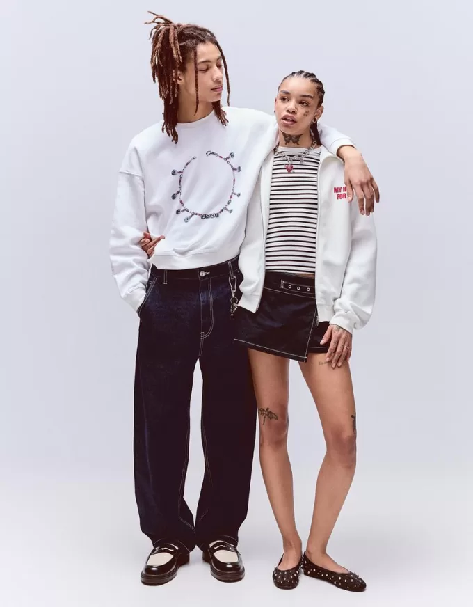 Printed zip-up hoodie