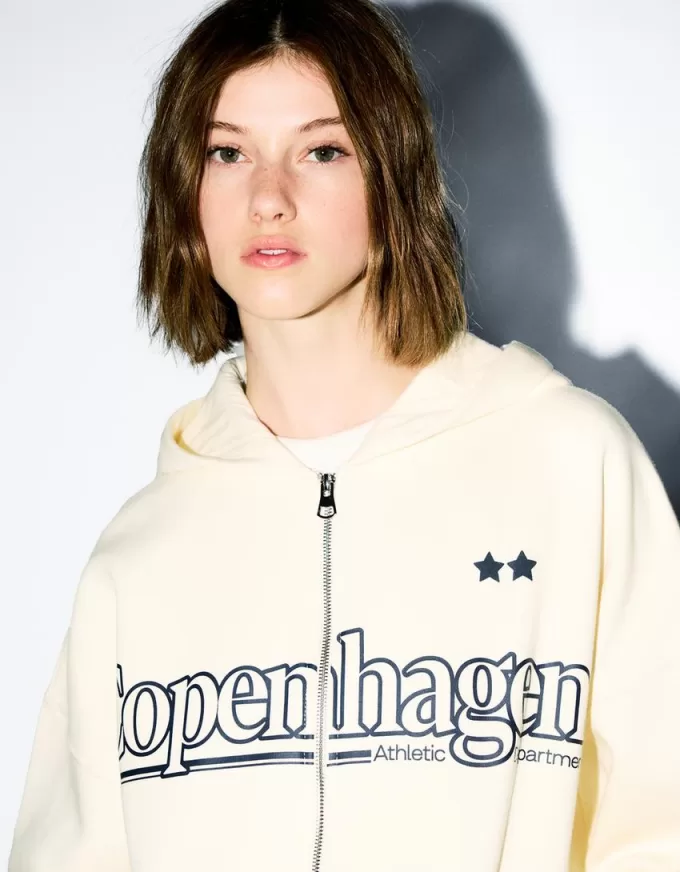 Printed zip-up hoodie