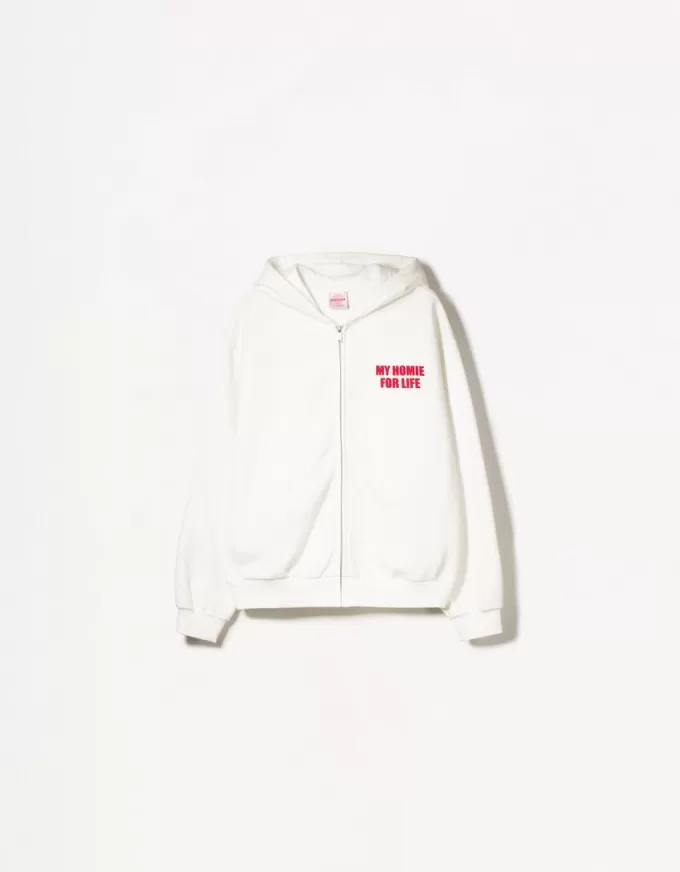 Printed zip-up hoodie