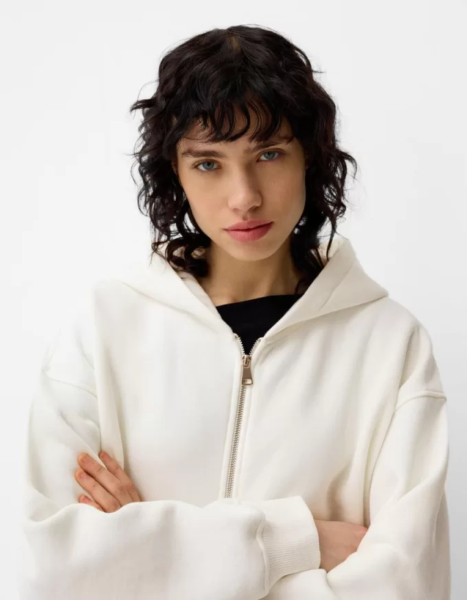 Printed zip-up hoodie