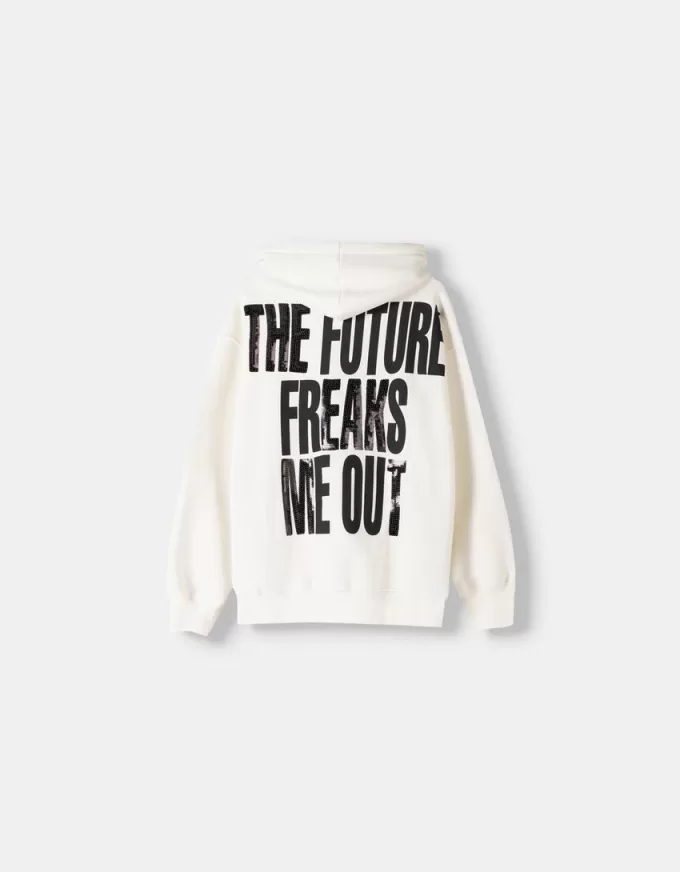 Printed zip-up hoodie