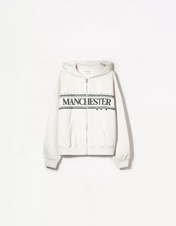 Printed zip-up hoodie