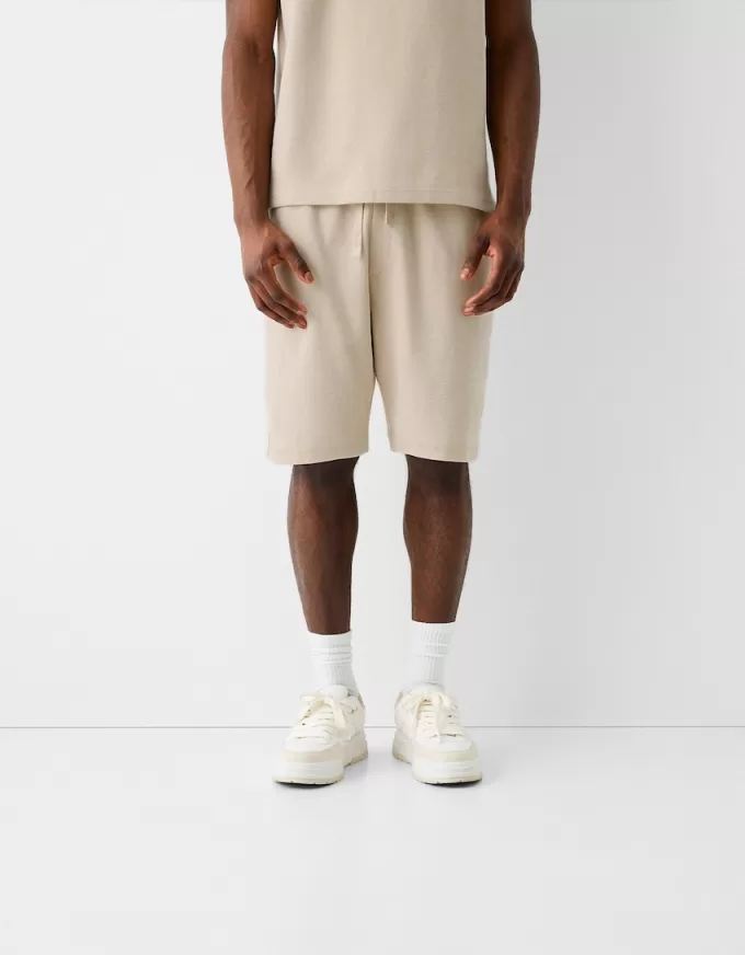 Relaxed-fit plush textured Bermuda shorts Relaxed-fit plush textured Bermuda shorts
