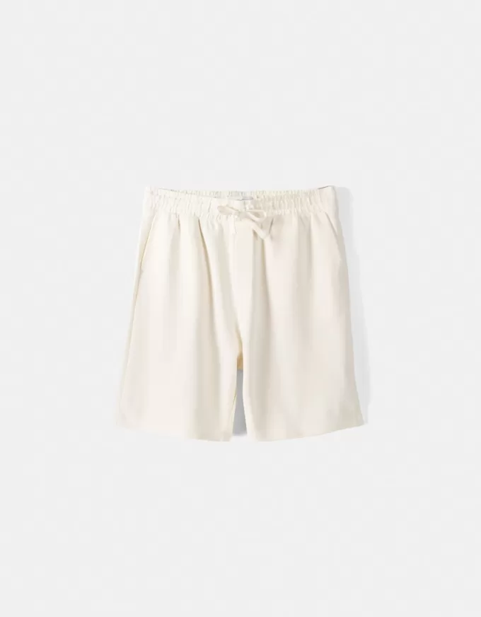 Relaxed-fit plush textured Bermuda shorts