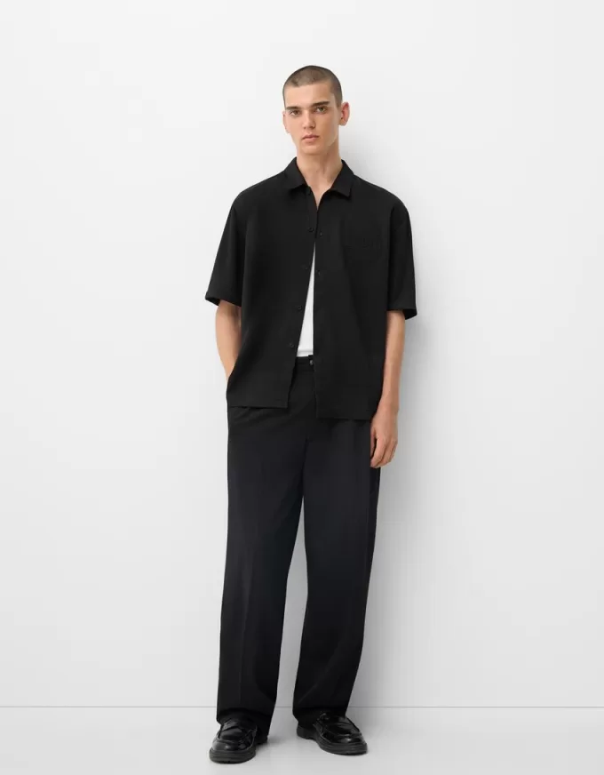 Relaxed fit short sleeve shirt with raised design Relaxed fit short sleeve shirt with raised design