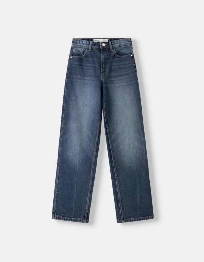 Relaxed straight-fit high-waist jeans