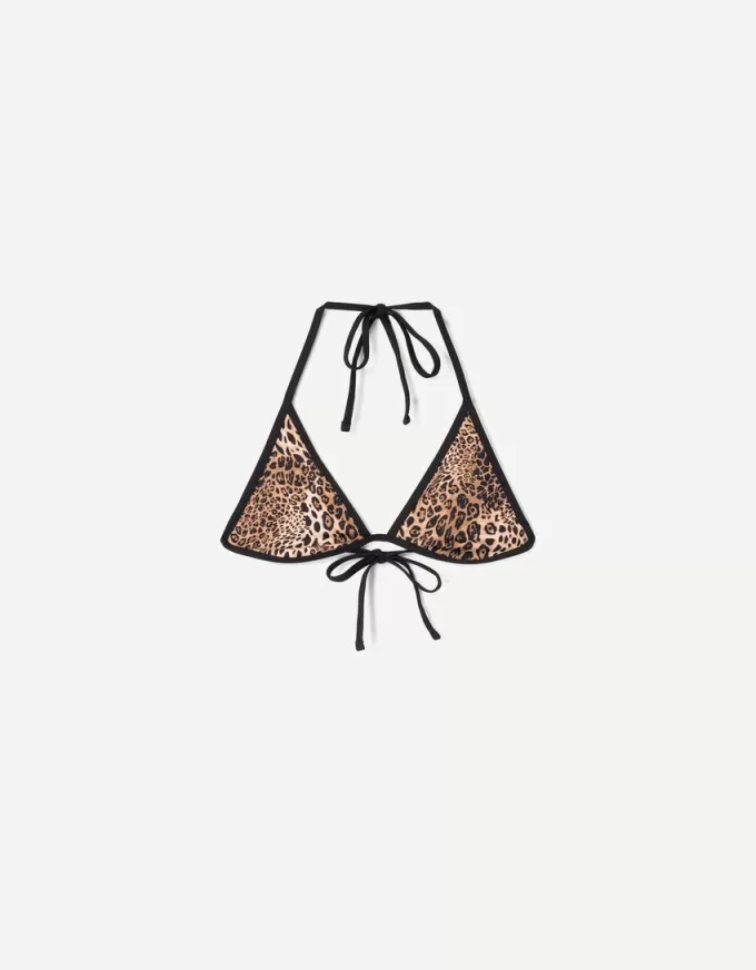 Reversible animal print bikini top