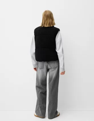 Reversible faux shearling vest