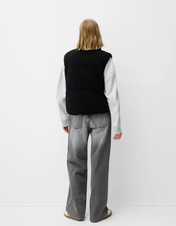 Reversible faux shearling vest