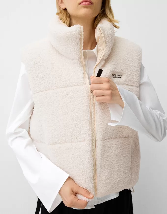 Reversible faux shearling vest