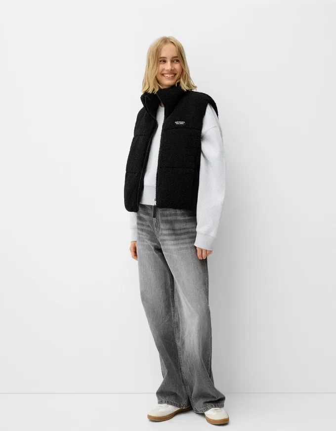 Reversible faux shearling vest