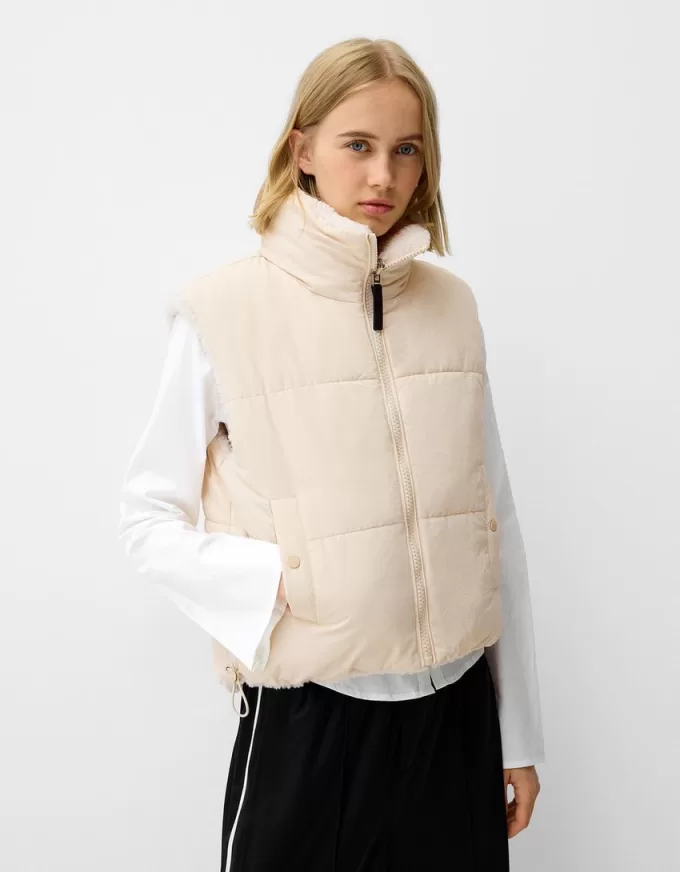 Reversible faux shearling vest