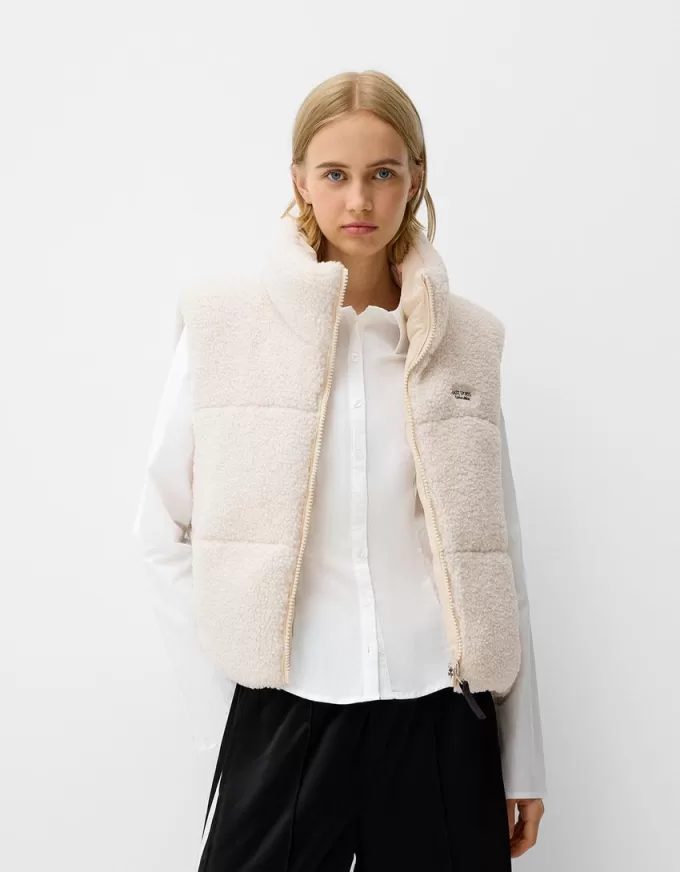 Reversible faux shearling vest