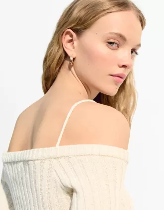 Ribbed Bardot sweater