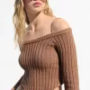 Ribbed Bardot sweater