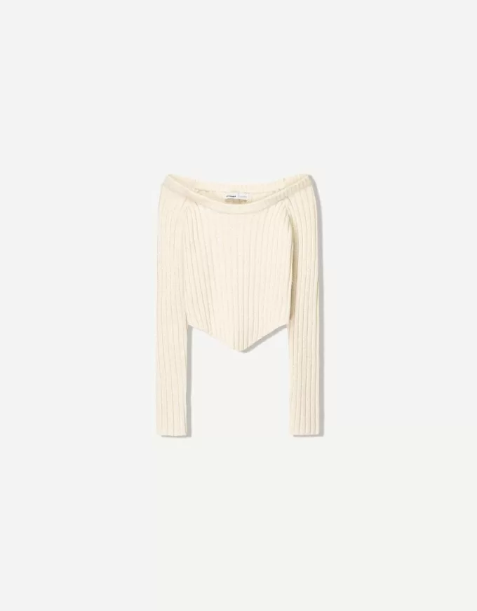 Ribbed Bardot sweater