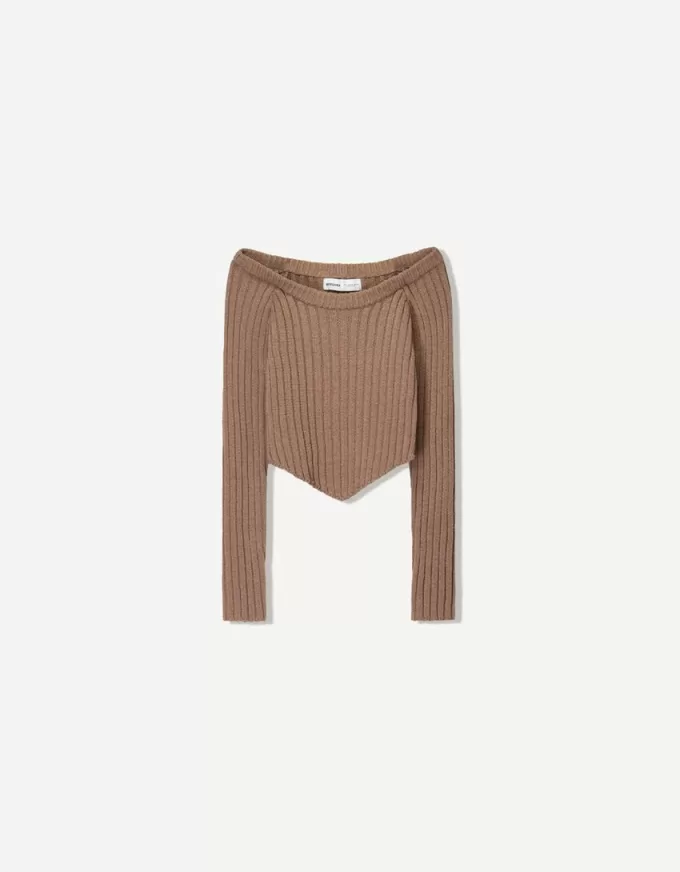 Ribbed Bardot sweater