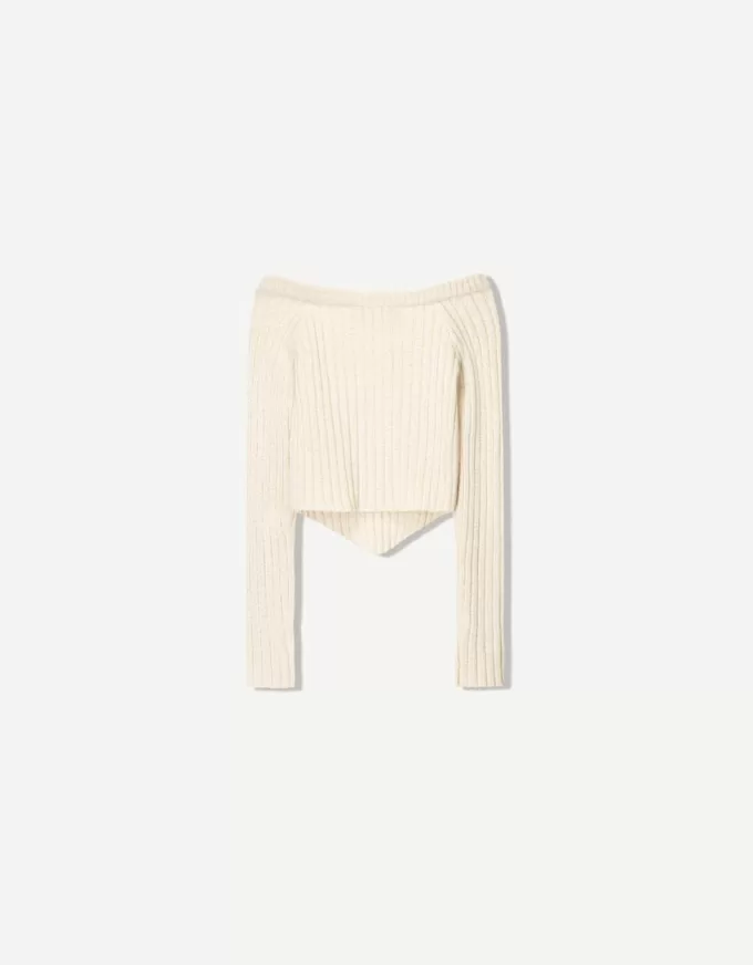 Ribbed Bardot sweater
