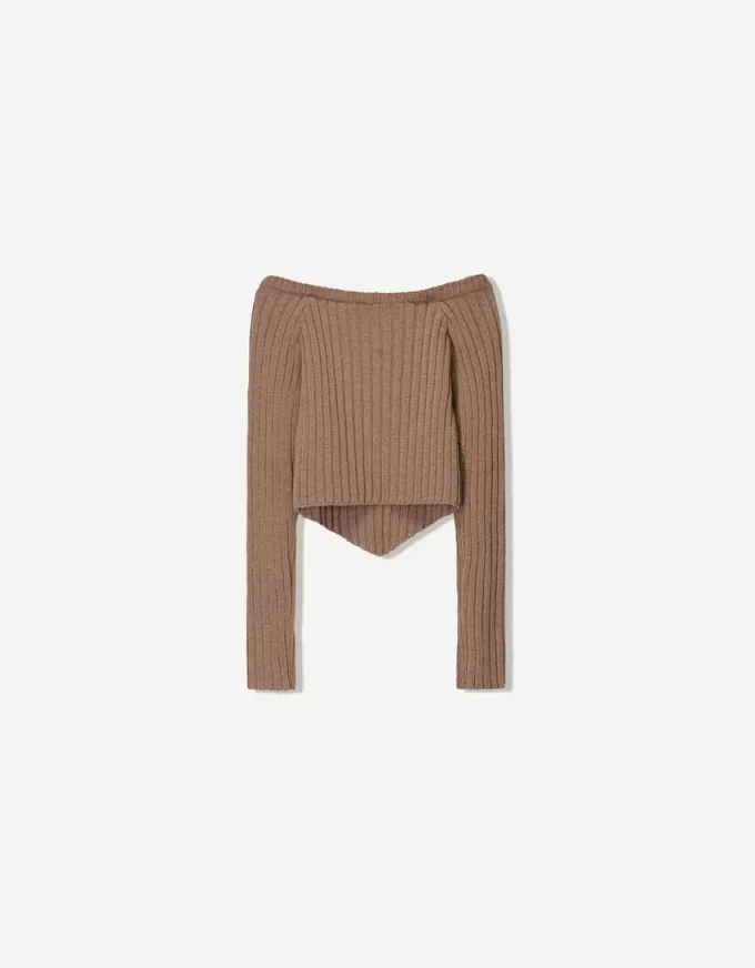 Ribbed Bardot sweater