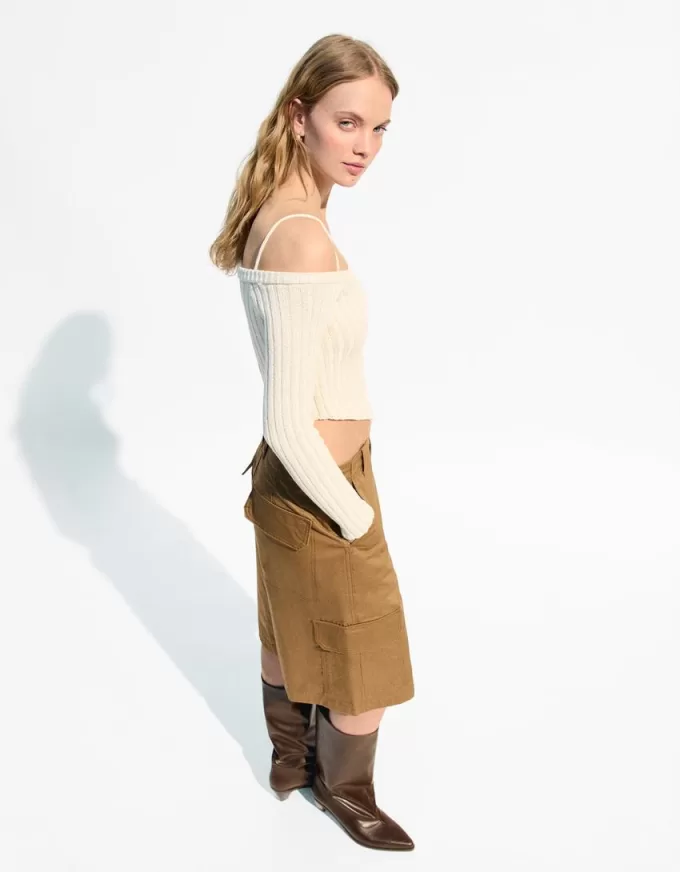 Ribbed Bardot sweater