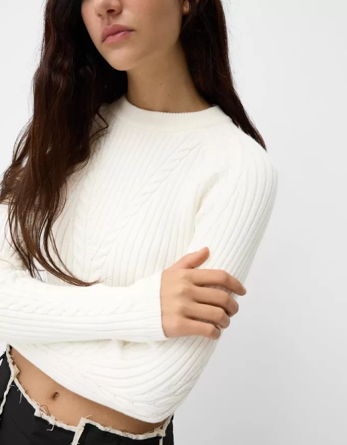 Ribbed cable-knit sweater
