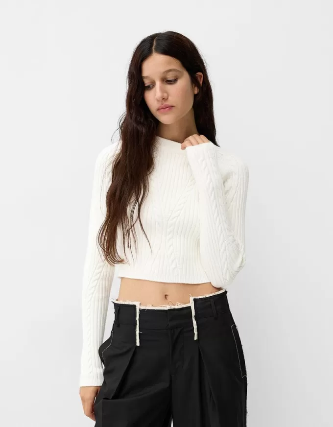 Ribbed cable-knit sweater