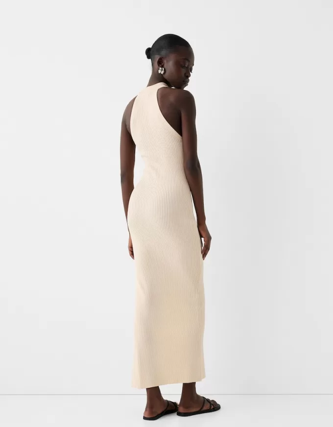 Ribbed halter midi dress