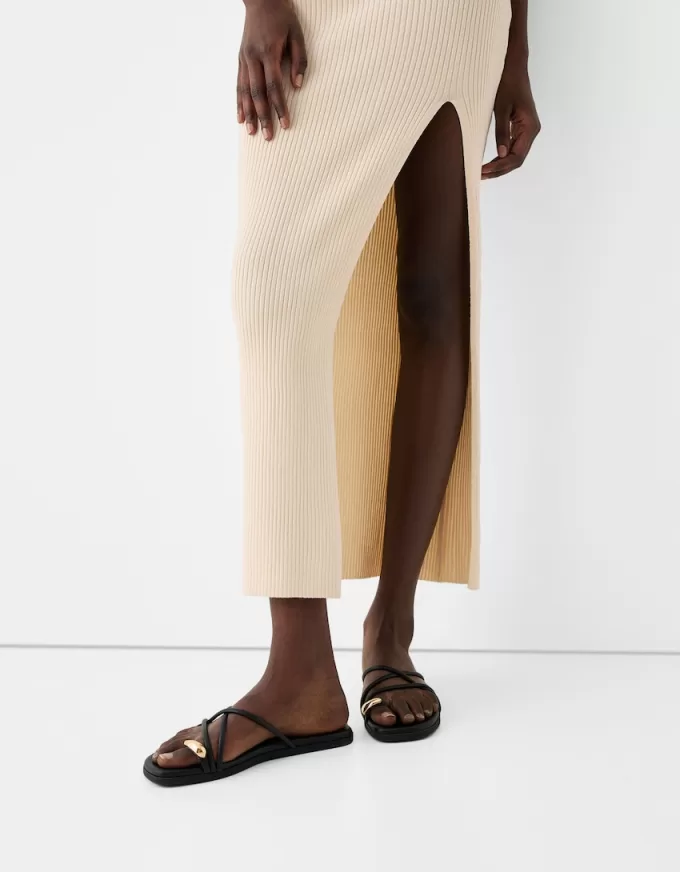 Ribbed halter midi dress