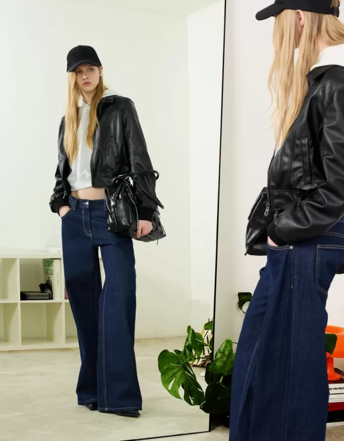 Ribbed leather effect jacket Ribbed leather effect jacket