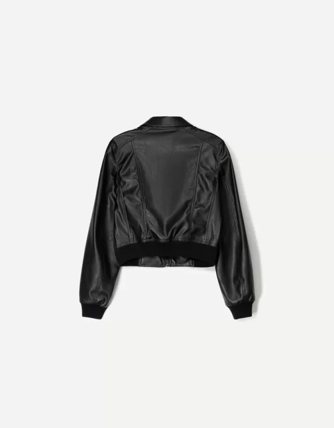 Ribbed leather effect jacket Ribbed leather effect jacket