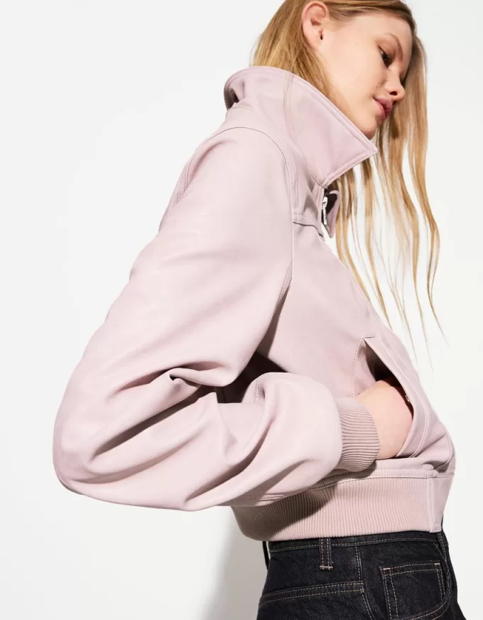 Ribbed leather effect jacket