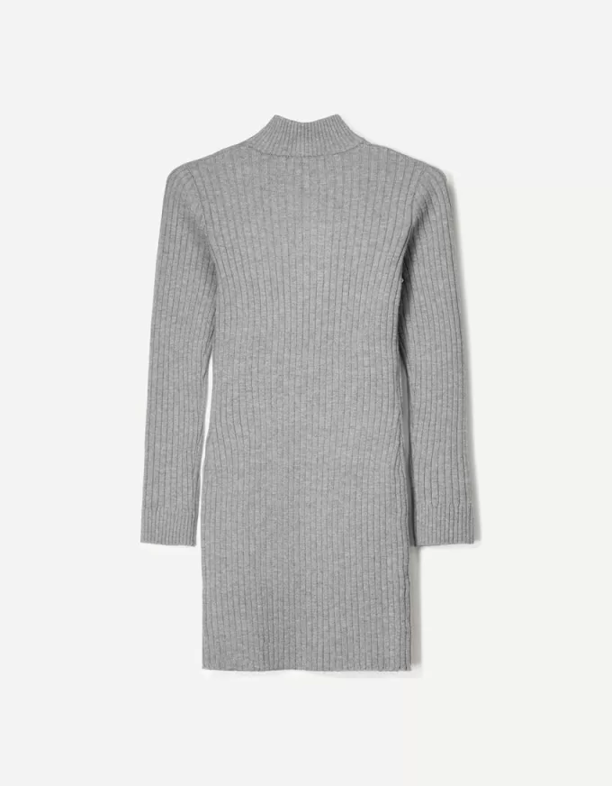 Ribbed mini dress with zipper