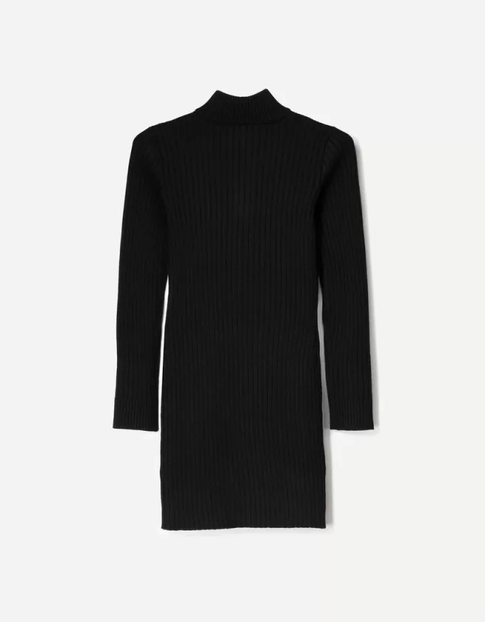 Ribbed mini dress with zipper