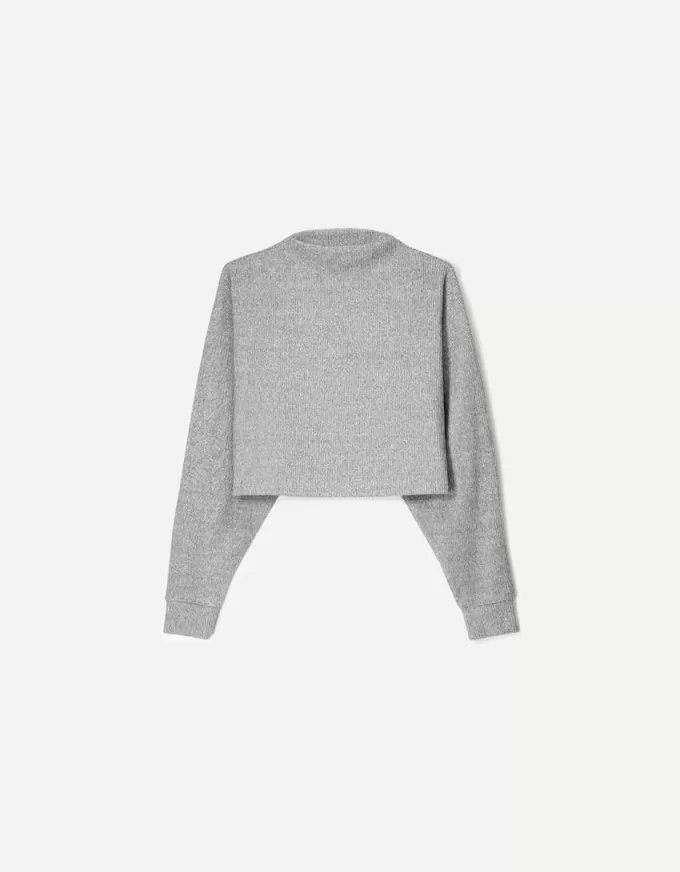 Ribbed soft touch high neck sweater