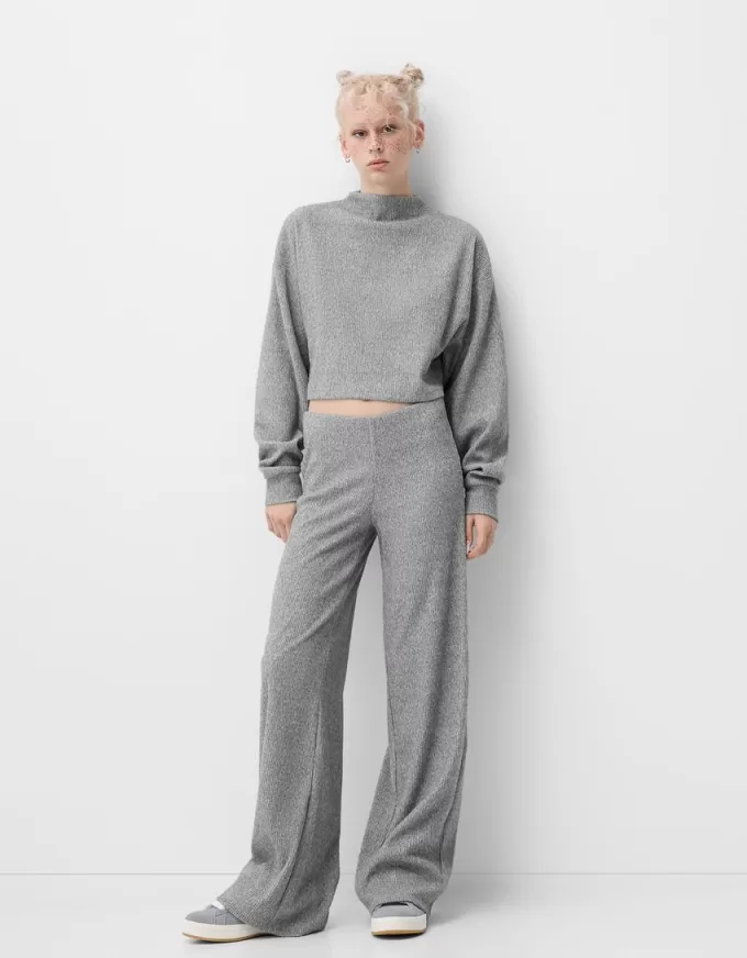 Ribbed soft touch high neck sweater