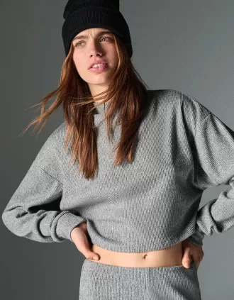 Ribbed soft touch high neck sweater