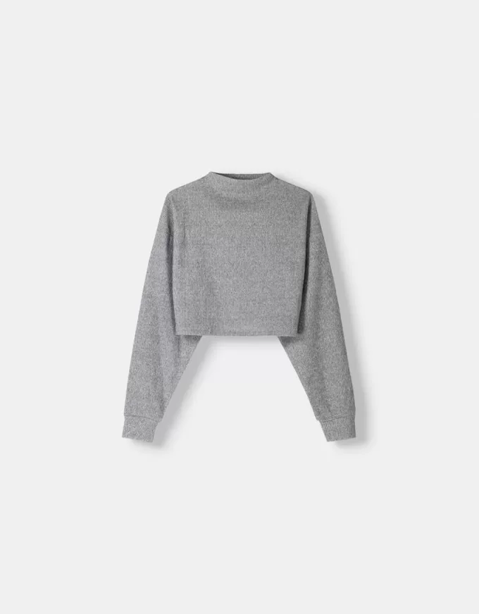 Ribbed soft touch high neck sweater