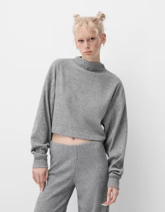 Ribbed soft touch high neck sweater