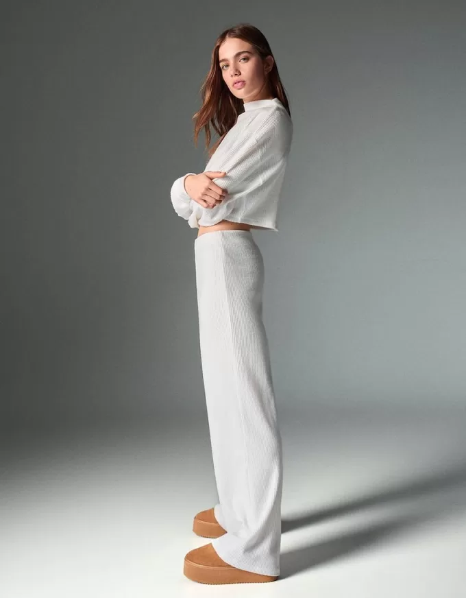 Ribbed soft touch high neck sweater