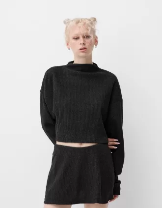 Ribbed soft touch high neck sweater