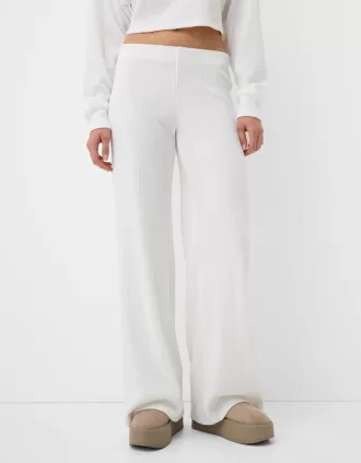 Ribbed soft touch wide-leg pants