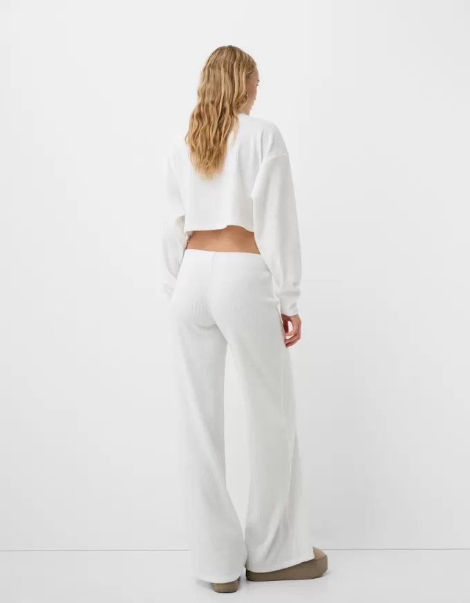 Ribbed soft touch wide-leg pants