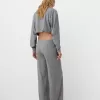 Ribbed soft touch wide-leg pants