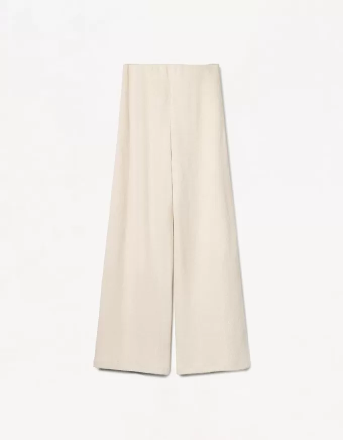 Ribbed soft touch wide-leg pants