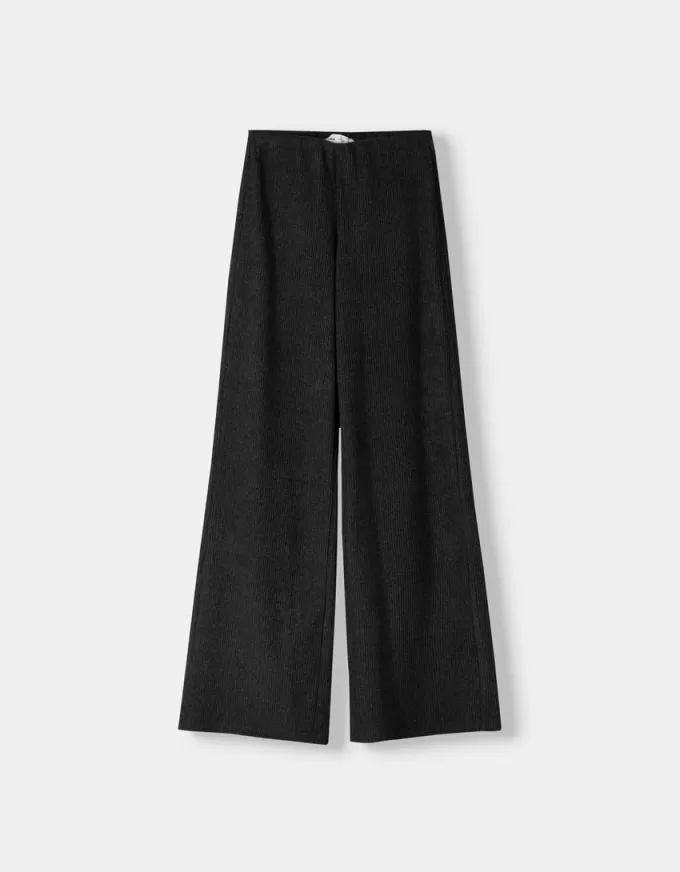 Ribbed soft touch wide-leg pants
