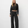 Ribbed soft touch wide-leg pants