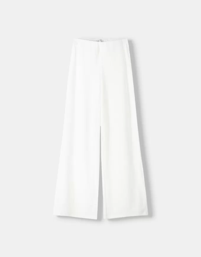 Ribbed soft touch wide-leg pants