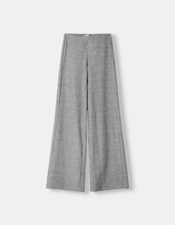 Ribbed soft touch wide-leg pants