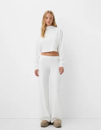 Ribbed soft touch wide-leg pants