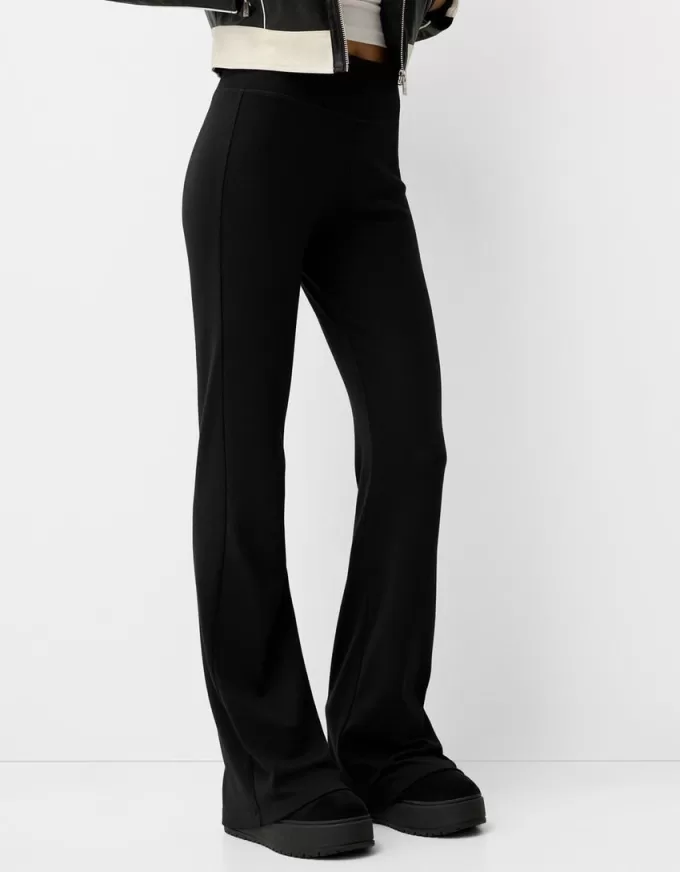 Ribbed waist flared pants